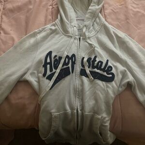 Aeropostale Kids Cream Hoodie with Navy Logo